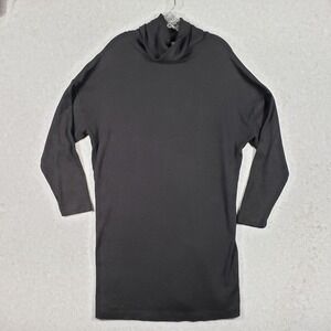 Time & Tru Black Ribbed Turtleneck Dress XL 16-18 Soft Academia Minimalist Knit